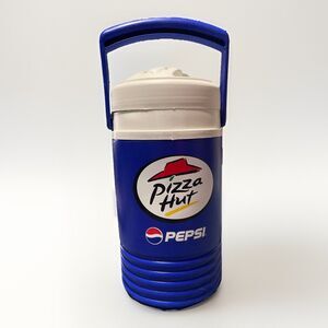 IGLOO Vintage USA 1/2-Gallon Blue/White PIZZA HUT Drink Water Cooler Jug Handle